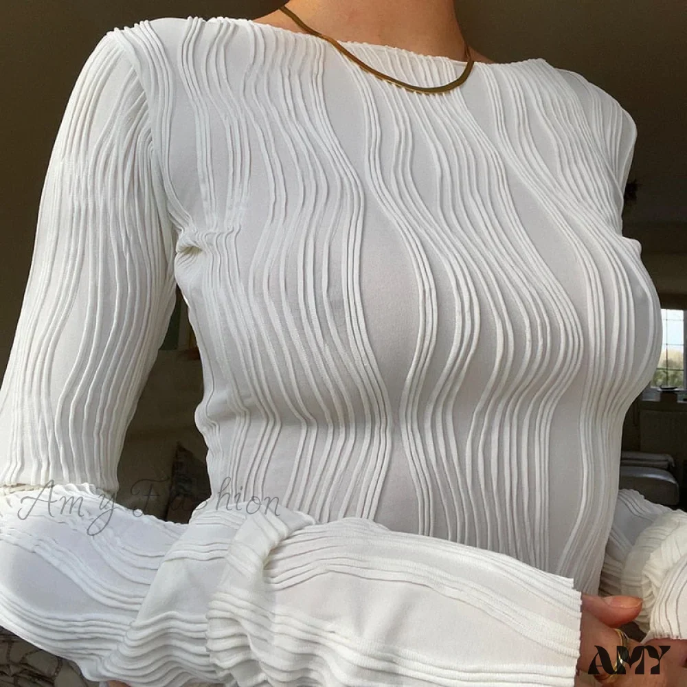 Amy Fashion - Ruched Long Sleeve T Shirts - Image 4