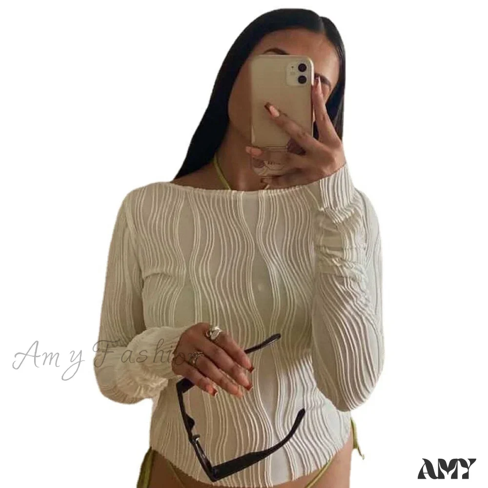 Amy Fashion - Ruched Long Sleeve T Shirts - Image 5