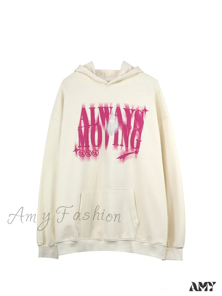 Amy Fashion - Letter Print Oversize Streetwear Hoody Pullover - Image 3