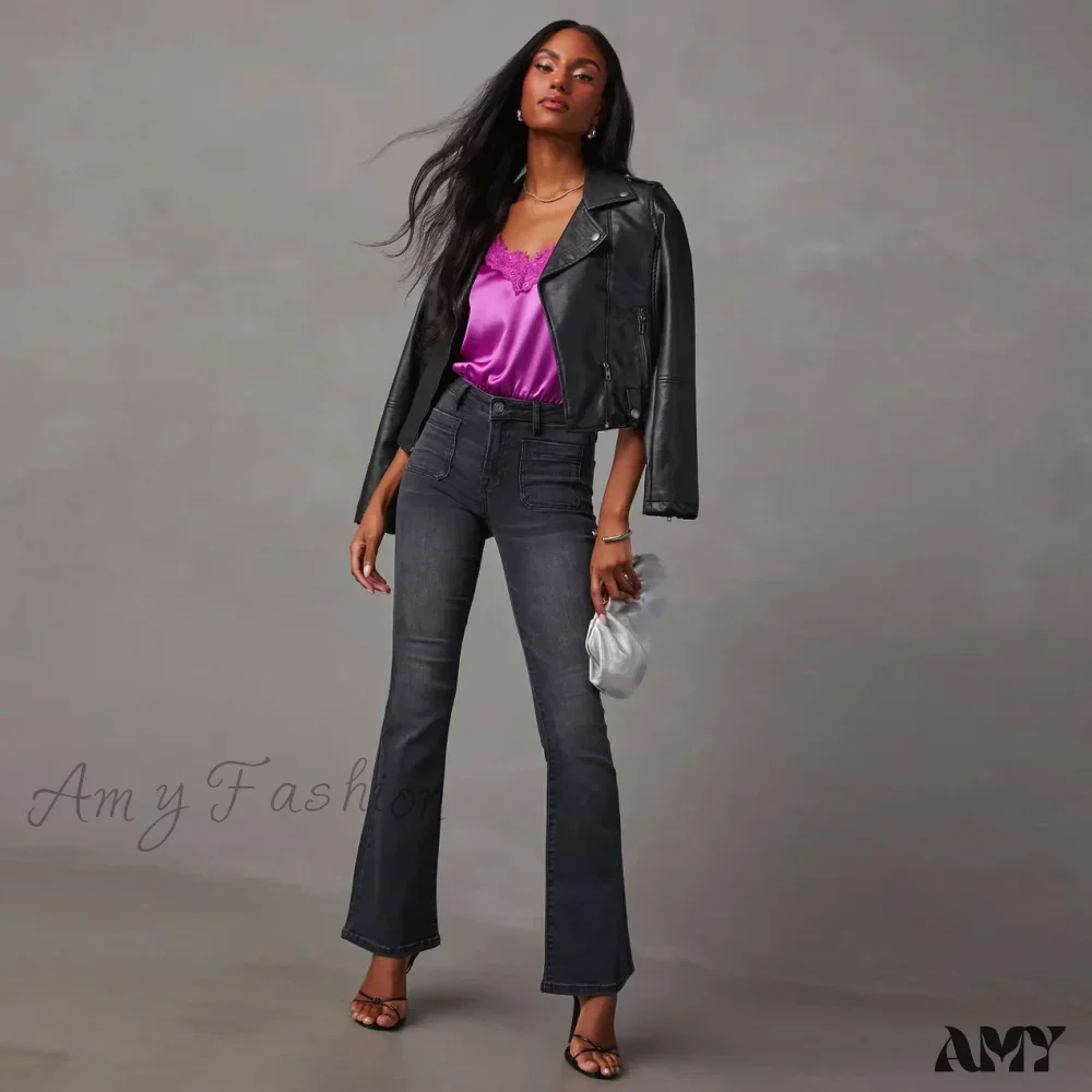Amy Fashion - 2024 High Stretch Flare Women Boot Cut Fashion Slim Denim Flare Pants Autumn Winter Casual Ladies Trousers S-2XL Jean - Image 4