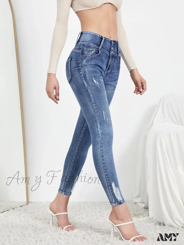Amy Fashion - Autumn Stretch Ripped Fashion Casual Skinny Slim Denim Pencil Jean - Image 7