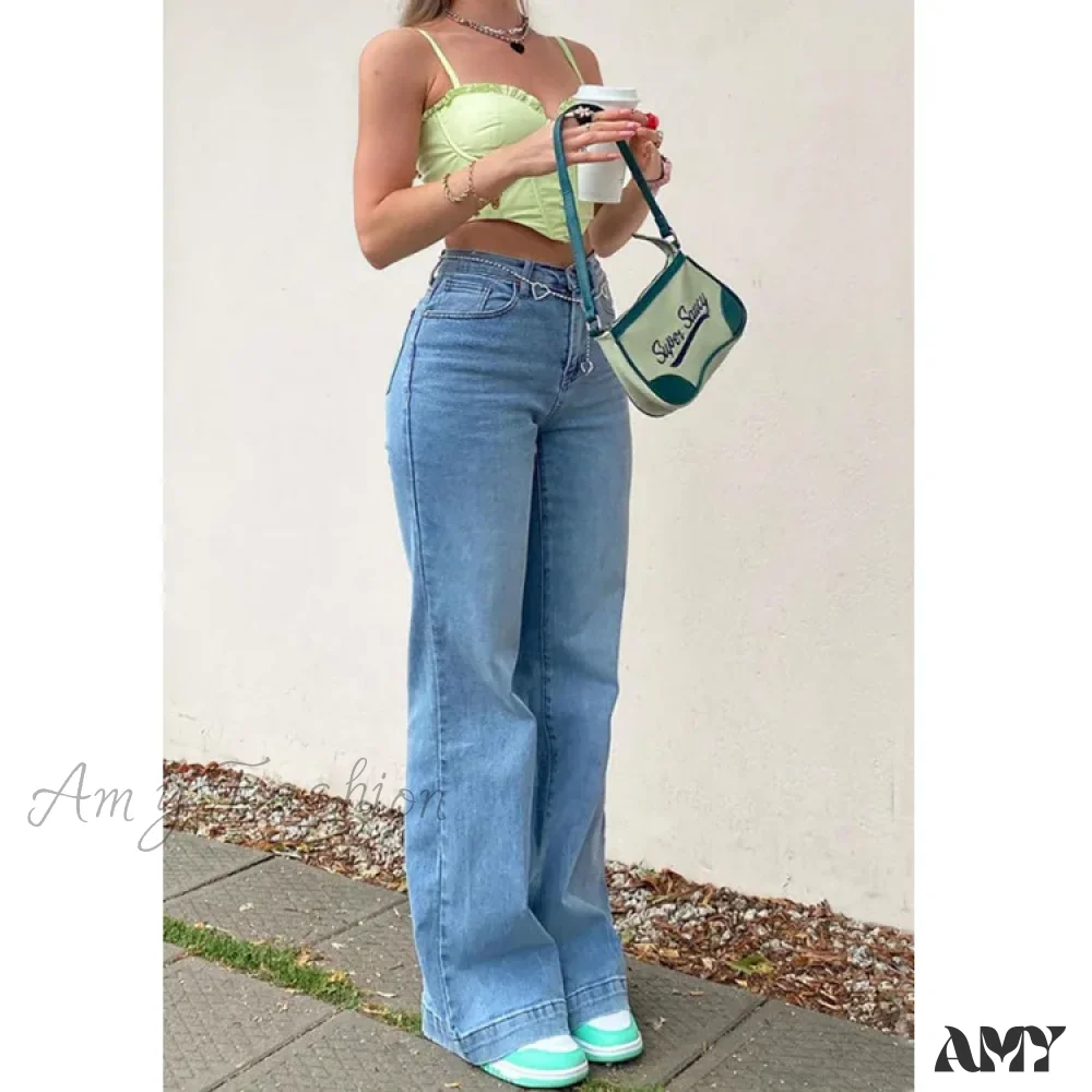 Amy Fashion - Casual Women's Flare High Waisted for Woman Streetwear Flared Denim 2024 Spring Summer Jean - Image 5