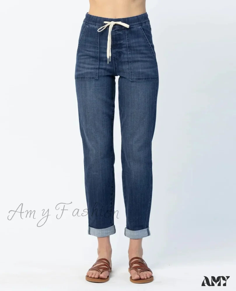 Amy Fashion - Elastic Skinny Pencil Casual Denim Drawstring High Waist Women's Fashionable Jean - Image 7