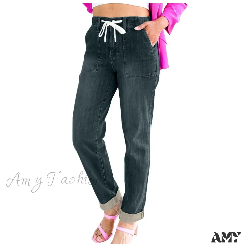 Amy Fashion - Elastic Skinny Pencil Casual Denim Drawstring High Waist Women's Fashionable Jean - Image 9
