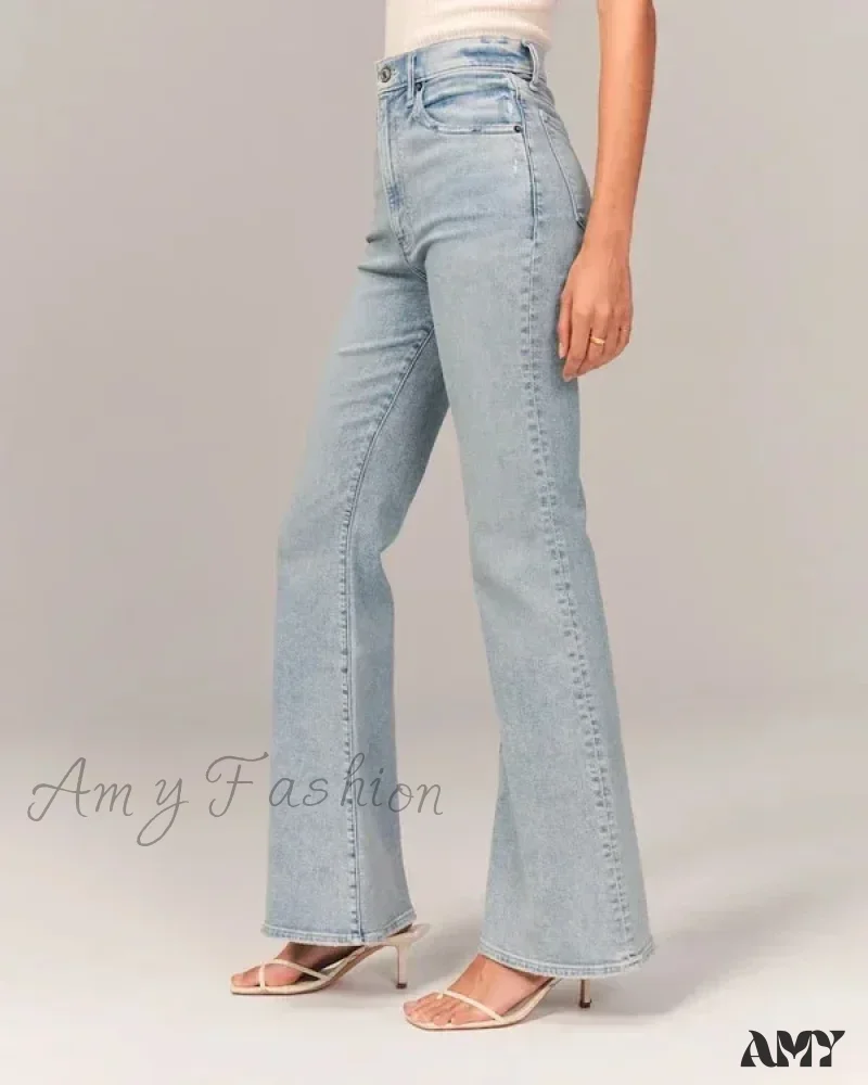 Amy Fashion - Flare Vintage Ladies Fashion Stretch Pocket Plus Size Wide Denim Jean - Image 4