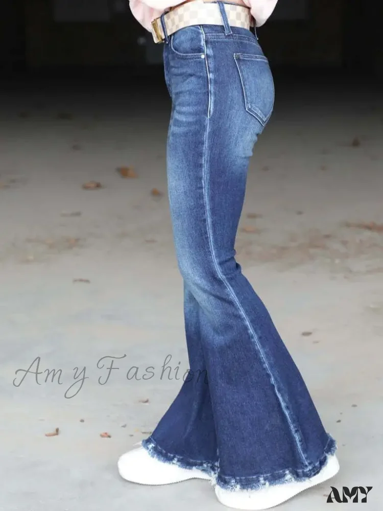Amy Fashion - High Waist Flare Women's Pocket Casual Boot-cut Trouser Straight Slim-fit Flared Jean - Image 4