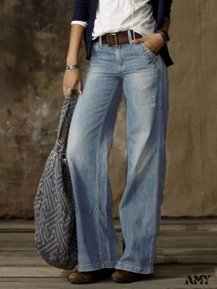 Amy Fashion - Vintage Style Loose Wide Leg Harajuku Streetwear Straight Denim Fashionable Jean - Image 9
