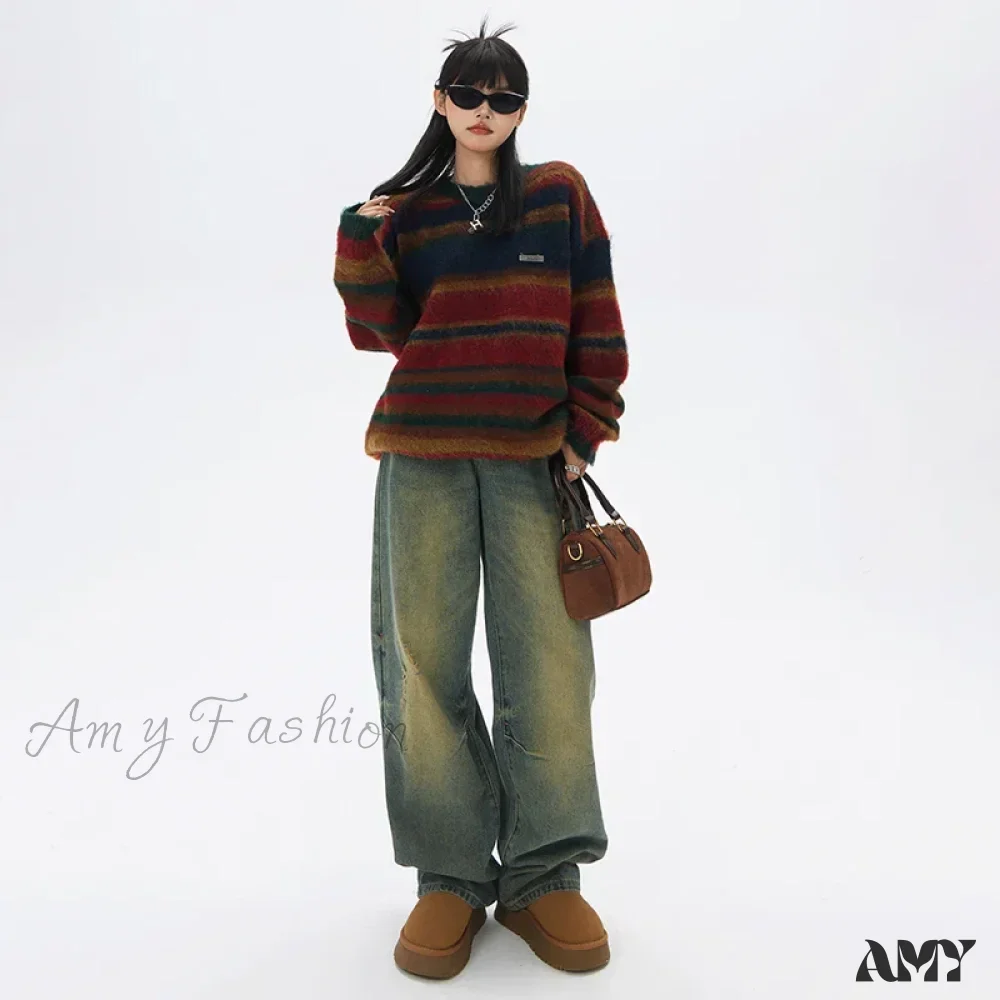Amy Fashion - Wide Y2k Vintage Baggy Distressed Streetwear Denim Jean - Image 2