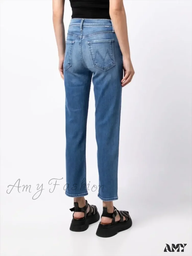Amy Fashion - High Quality MO Zipper Women's Straight High Waist Fashion Female Ankle-length Denim 2024 Fall Winter Jean - Image 6