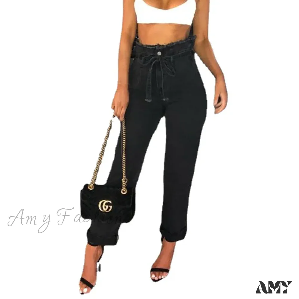 Amy Fashion - High Waist Women Streetwear Sexy Harem Stretch Mom Black Fashion Women Jean - Image 6