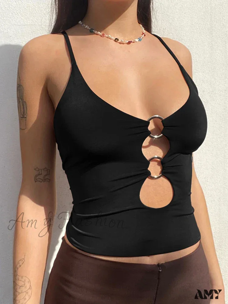 AMY FASHION - Solid Backless Hollow Out Sexy Fitness Camisole Crop Top - Image 6