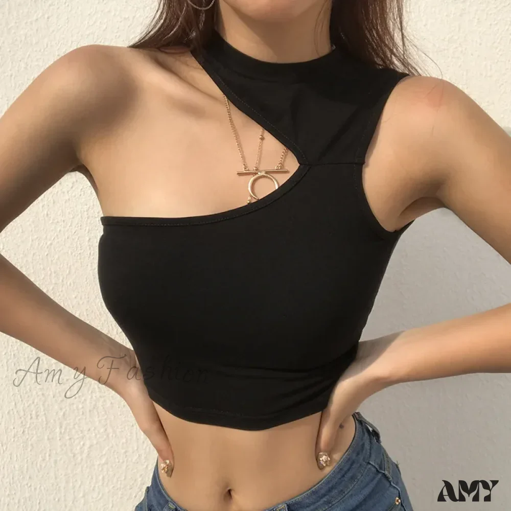 AMY - Summer Sleeveless Slim Black Tanks Crop Top - Image 2
