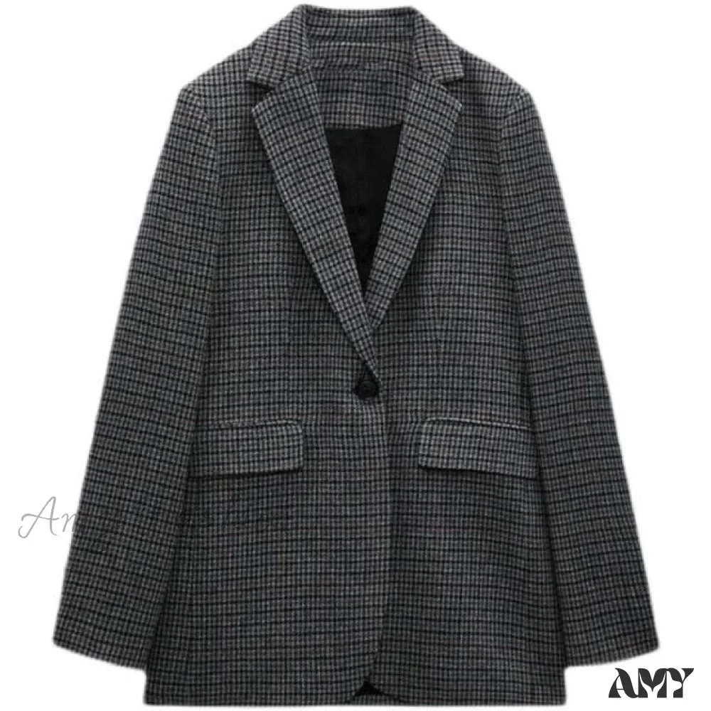Amy Fashion - New Casual Plaid Blazer - Image 3