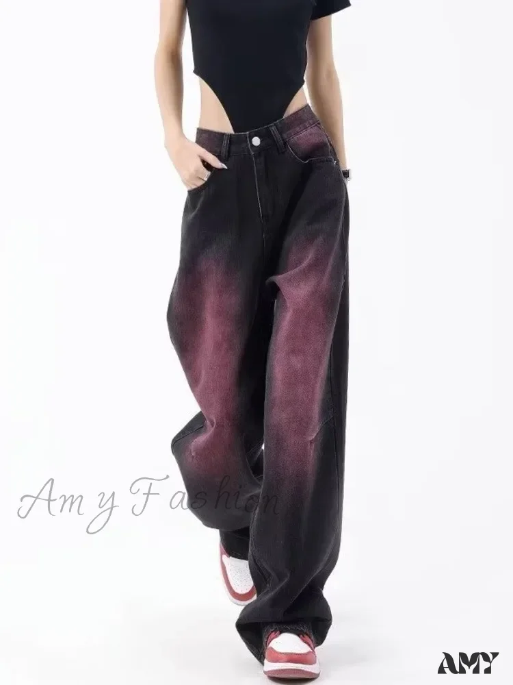 Amy Fashion - Autumn Fashion Literary Trend Loose Washed Youth High Street Harajuku Women's Jean