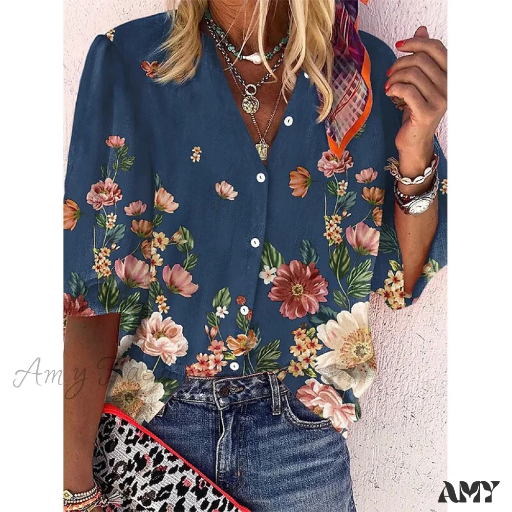 Amy Fashion - Loose Colorful Print Large Size Blouses - Image 16