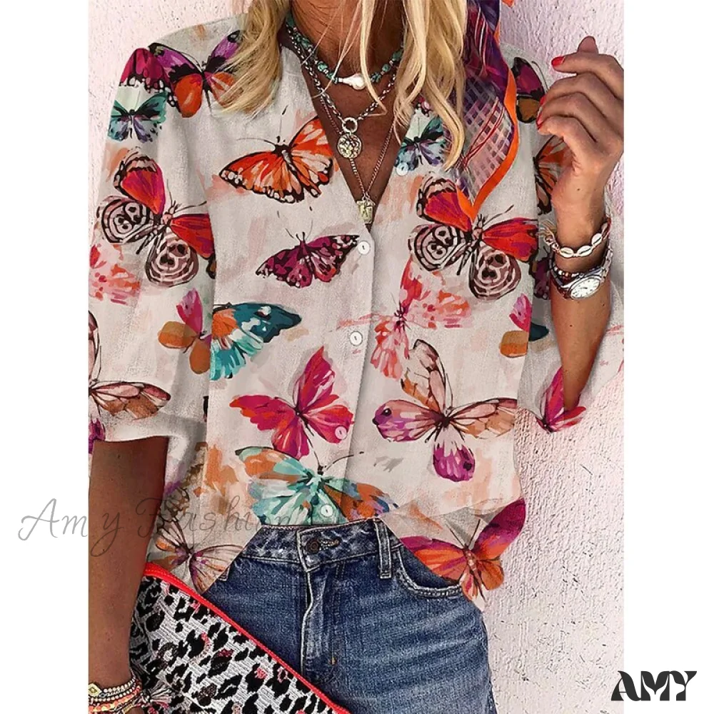 Amy Fashion - Loose Colorful Print Large Size Blouses - Image 18