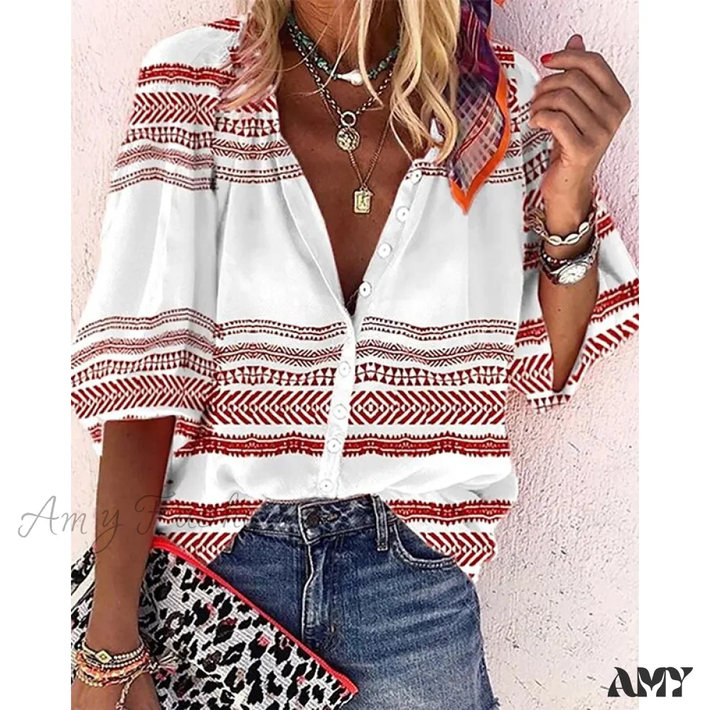 Amy Fashion - Loose Colorful Print Large Size Blouses - Image 19