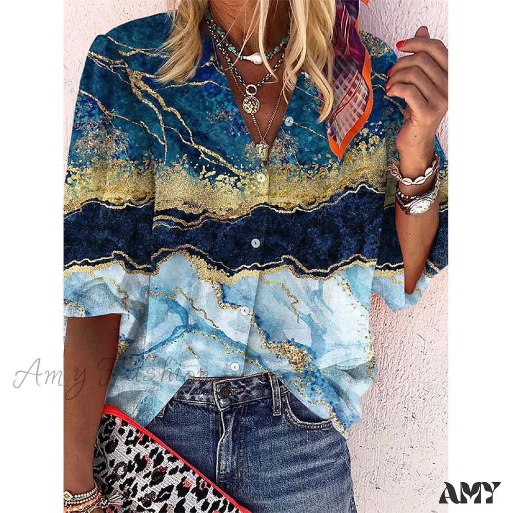Amy Fashion - Loose Colorful Print Large Size Blouses - Image 8