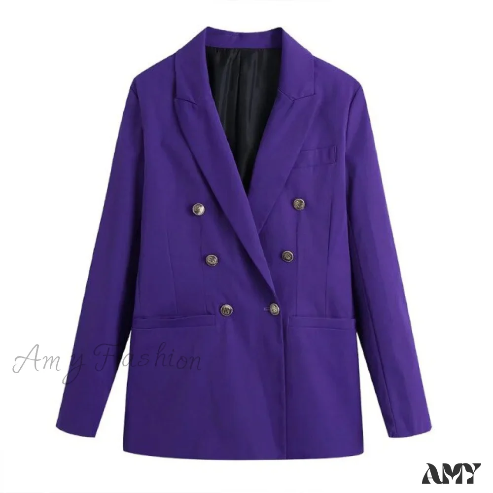 Amy Fashion - New Fashion Double Breasted Slim Blazer - Image 5