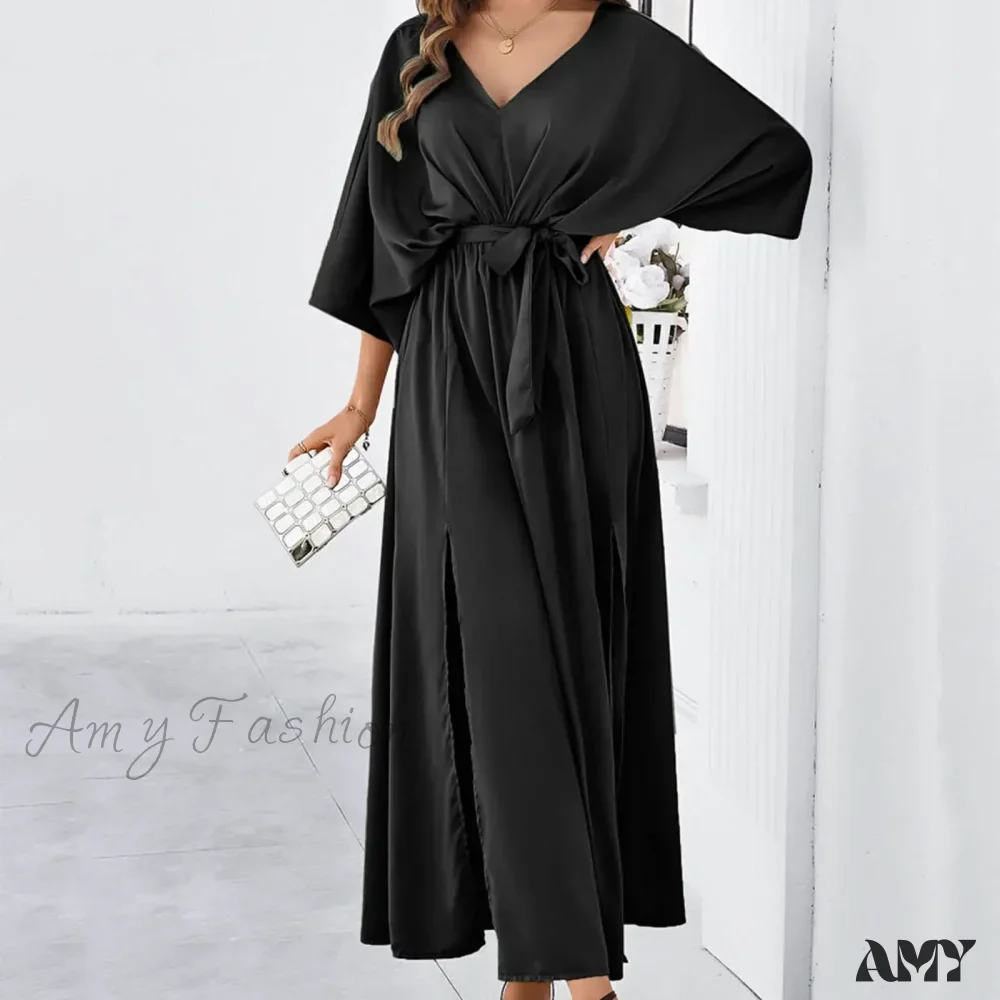 Autumn Winter Elegant Velvet Maxi Long Sleeve Pleated High Waist Female Casual Slim Fit Long Dress - Image 2