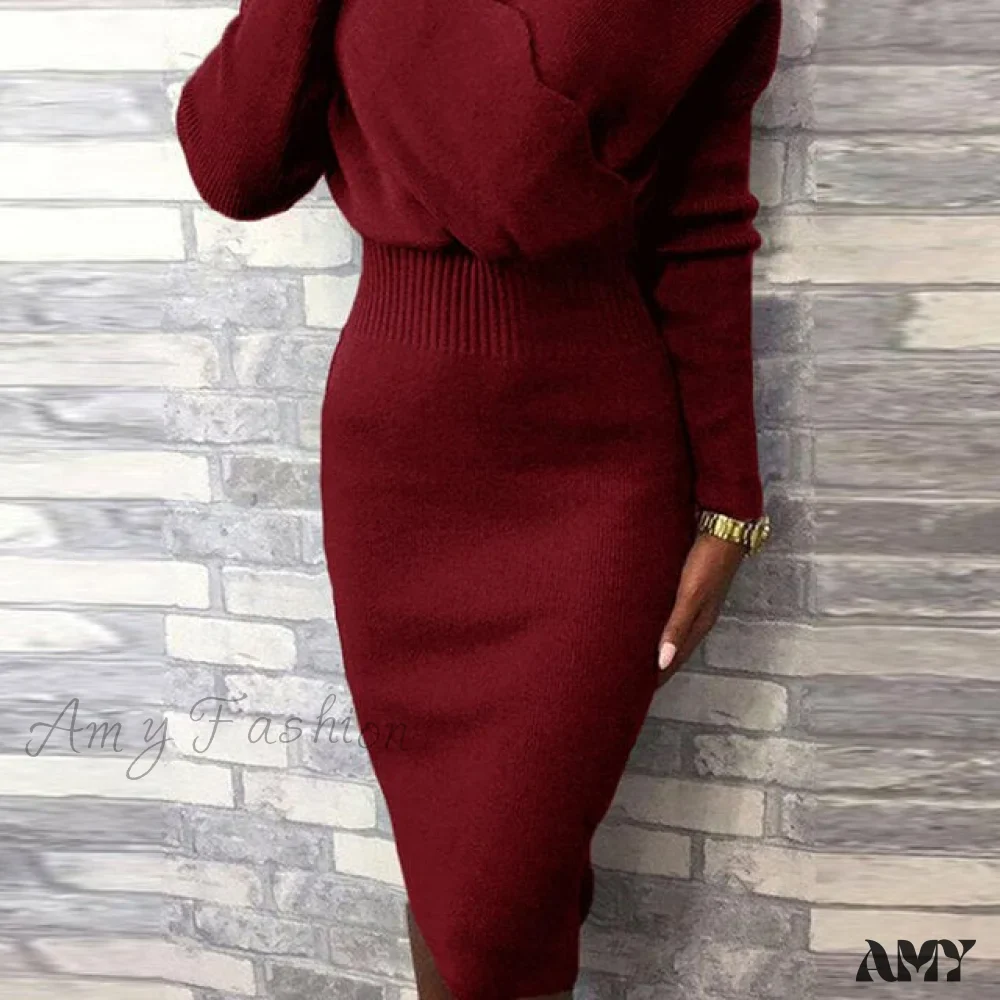 Long Sleeve Slim Fit Knee Dress - Image 6