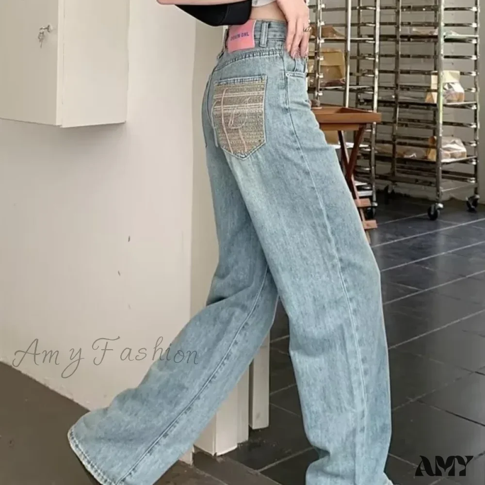 Amy Fashion - Baby Blue Loose Straight Thin Summer Tassel Versatile Trend Women's Jean - Image 3