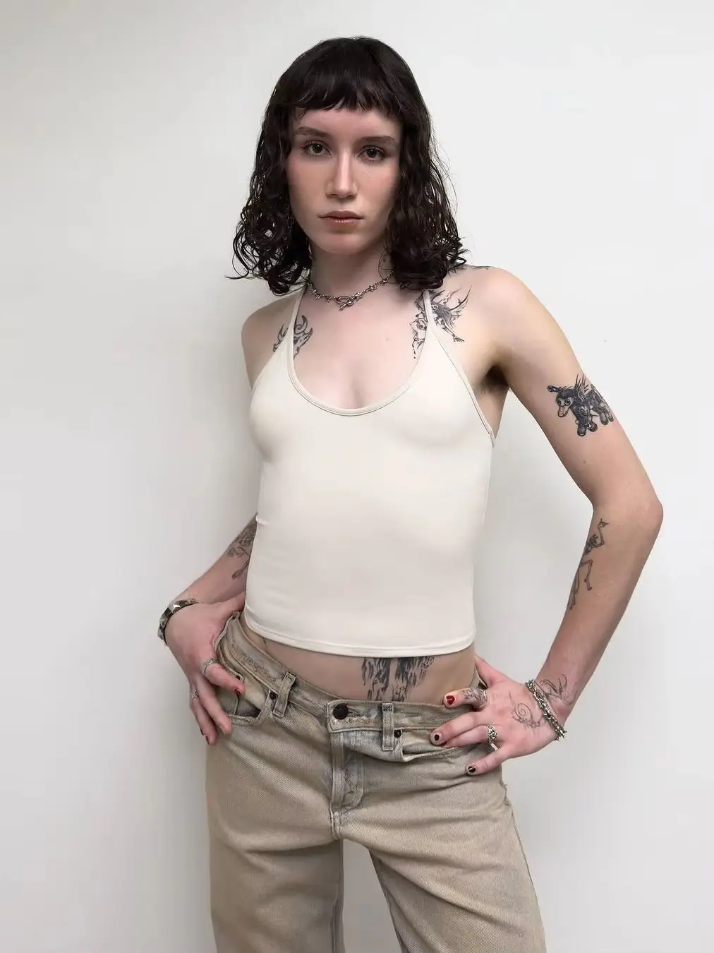 Baby Blue Thin Strap Crop Top - Image 5