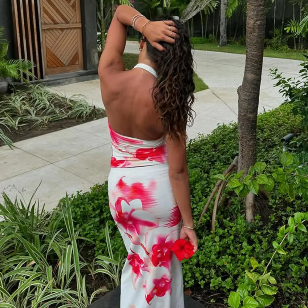 Backless Halter Maxi Skirt Two Piece Set - Image 2