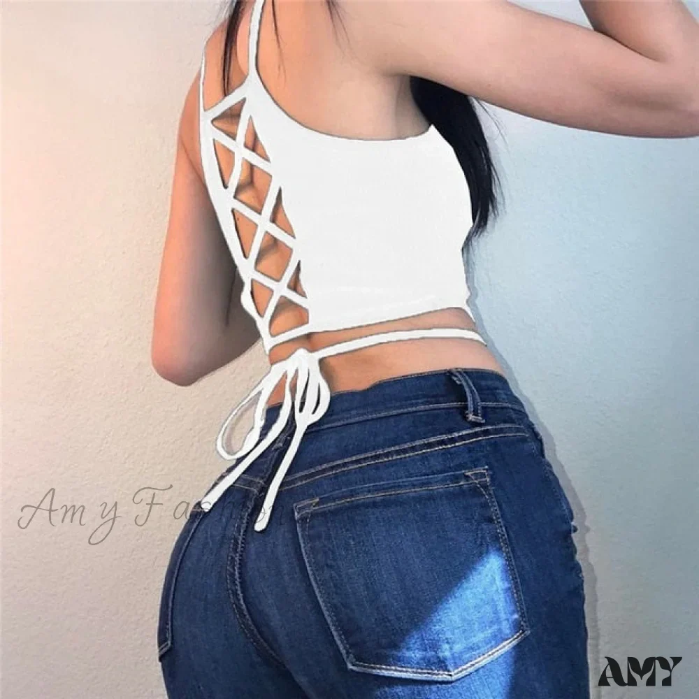 Amy Fashion - Backless Hollow Out Fitness Sleeveless Short Crop Tops - Image 4