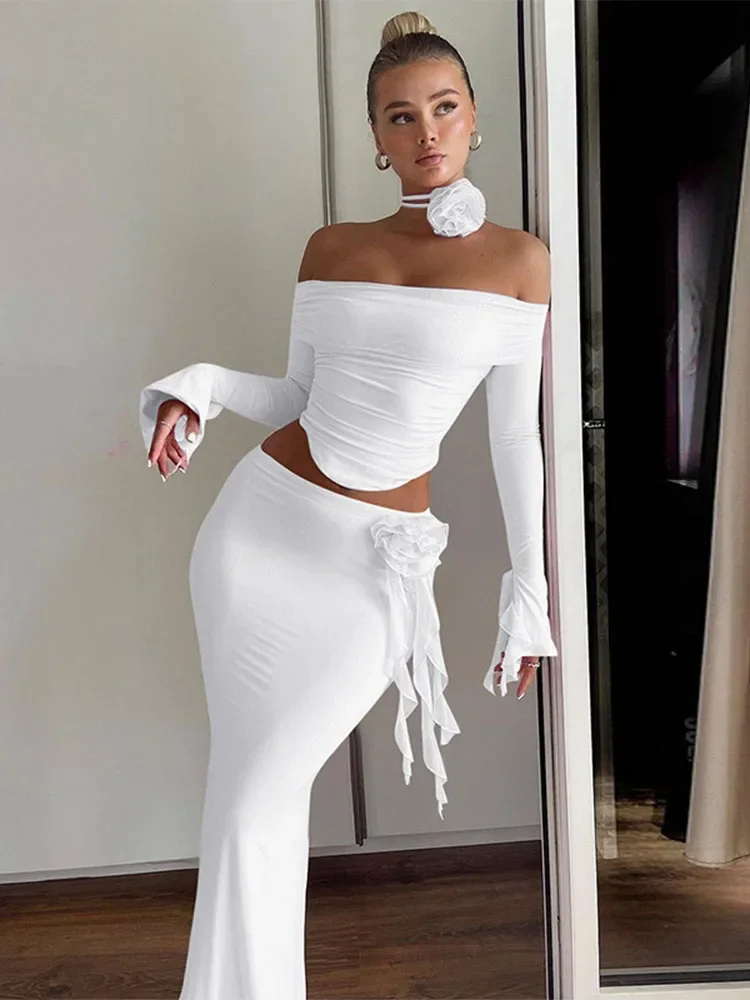 Backless Lace Up Skirt Two Piece Set - Image 4