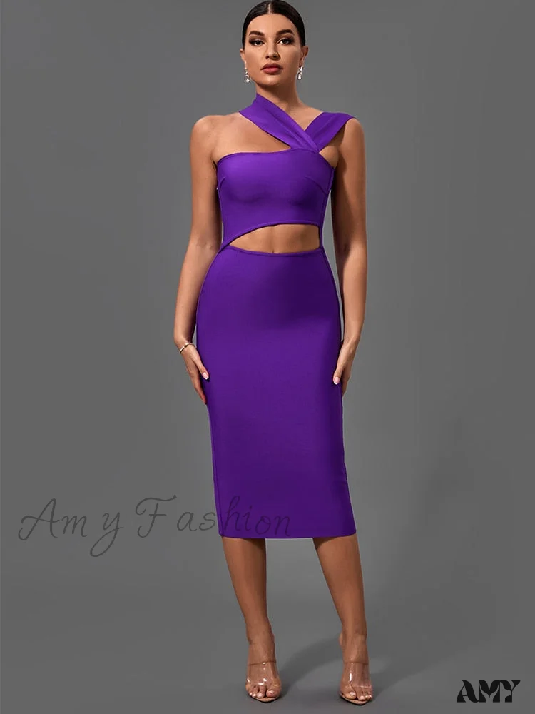 Amy Fashion - Bandage Dresses for Women Purple Bodycon Dress - Image 2