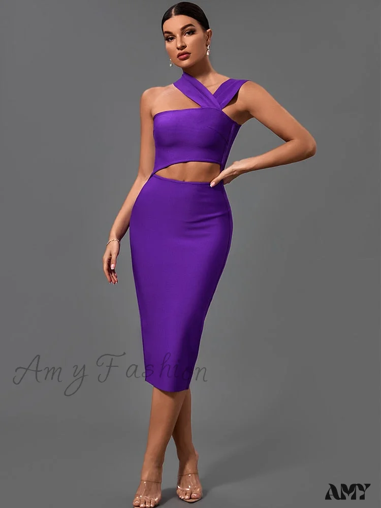 Amy Fashion - Bandage Dresses for Women Purple Bodycon Dress - Image 3