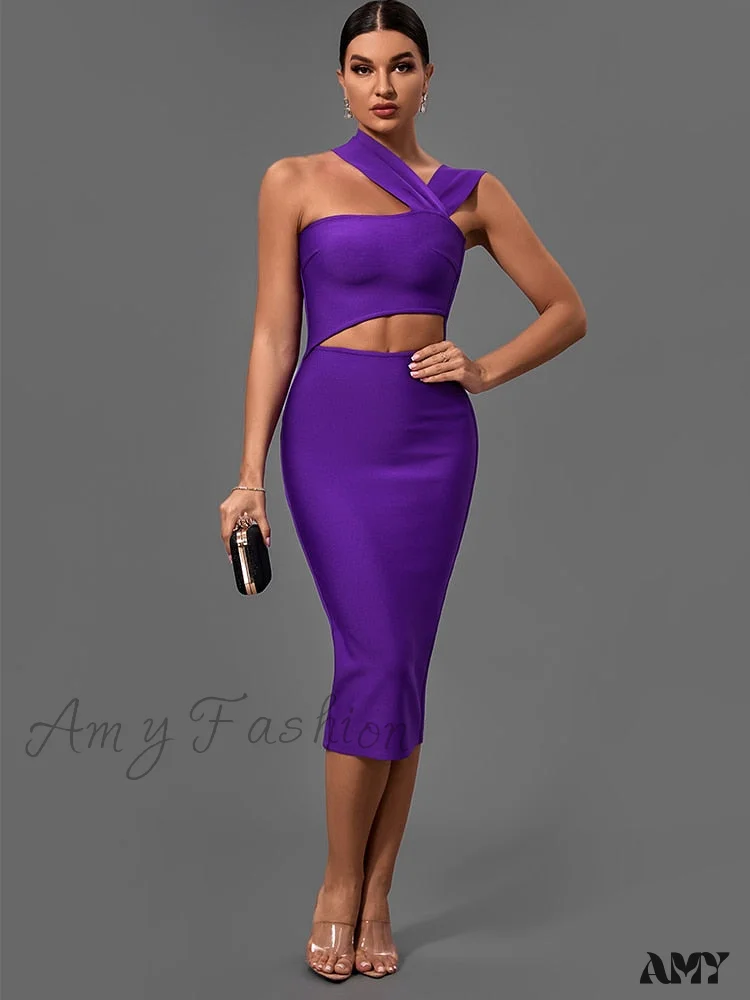 Amy Fashion - Bandage Dresses for Women Purple Bodycon Dress - Image 4