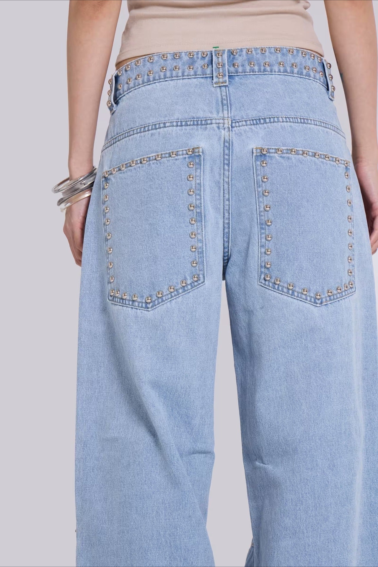 Beaded Wide Leg Denim Jeans - Image 7