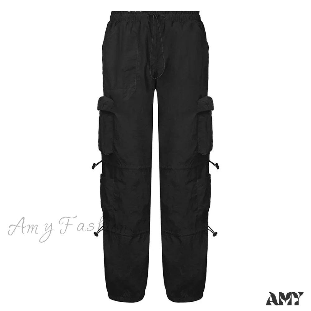 Amy Fashion - Vintage Workout Overalls Mid Waist Cargo Pants - Image 7