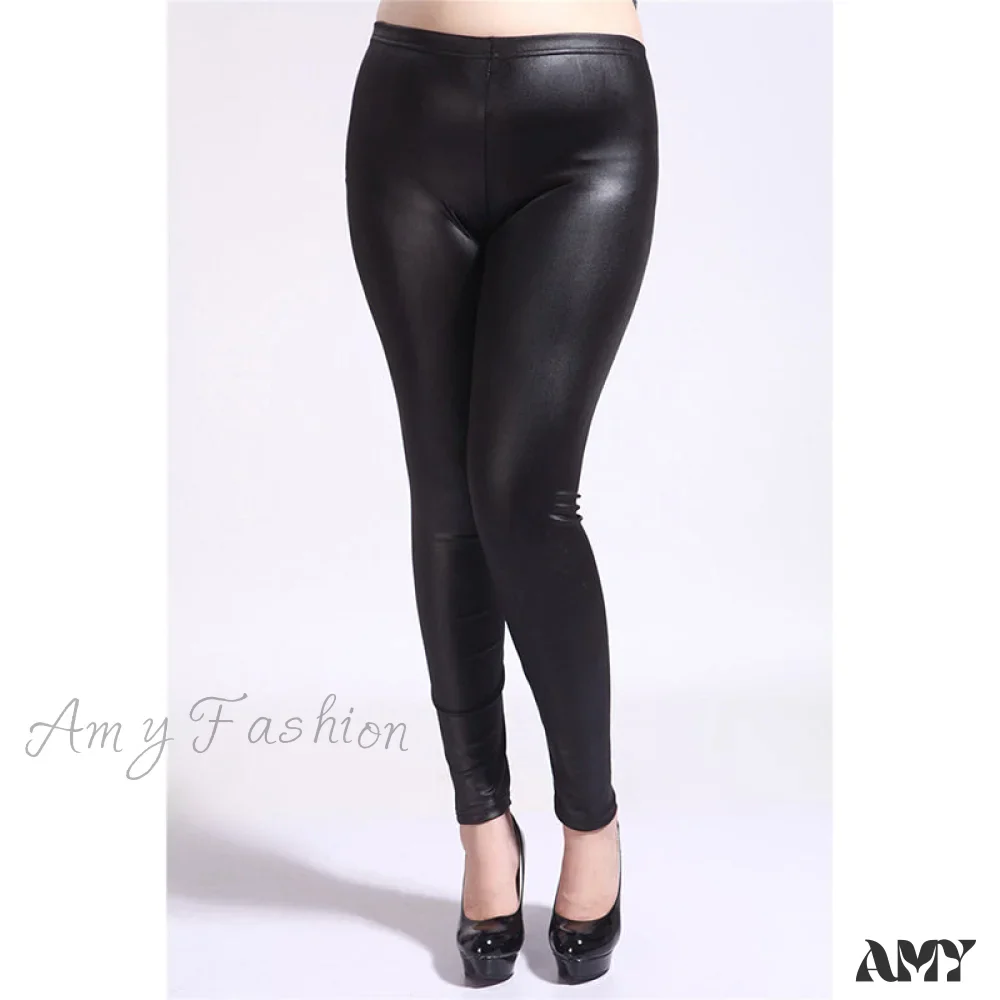 Amy Fashion - Black PU Leather Pants - Image 3