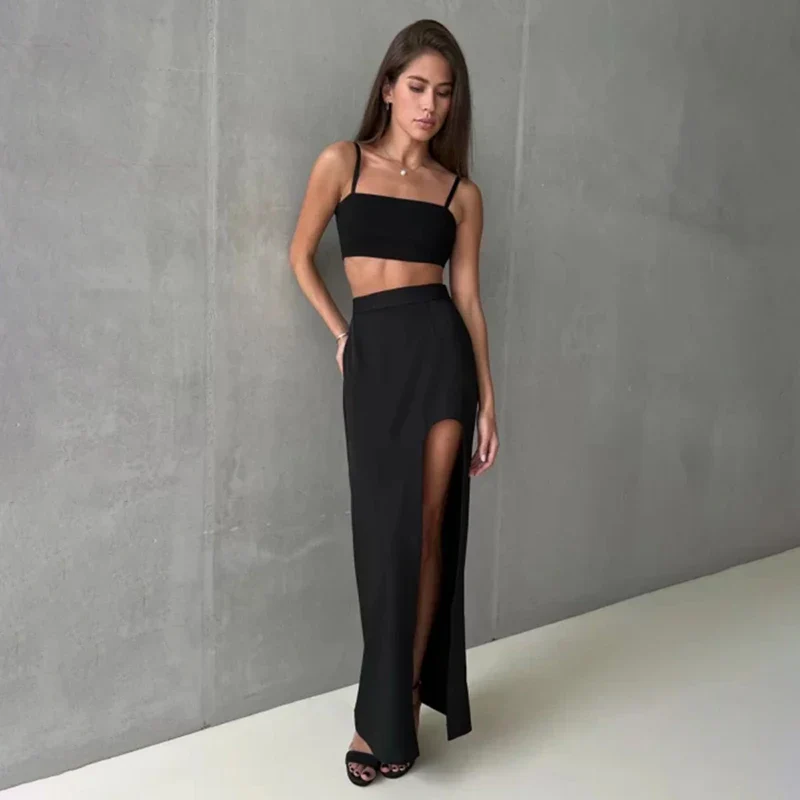 Black Slit Irregular High Waist Skirt - Image 5