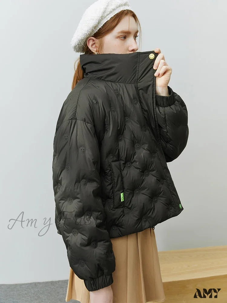 Black White Duck Down Full Sleeve Casual Coat - Image 3