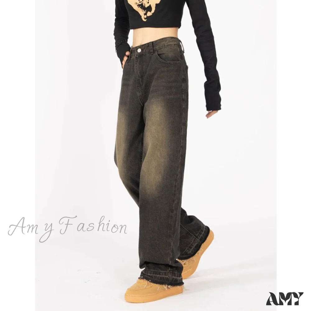 Amy Fashion - Retro Style Wide Leg Demin Jeans - Image 7
