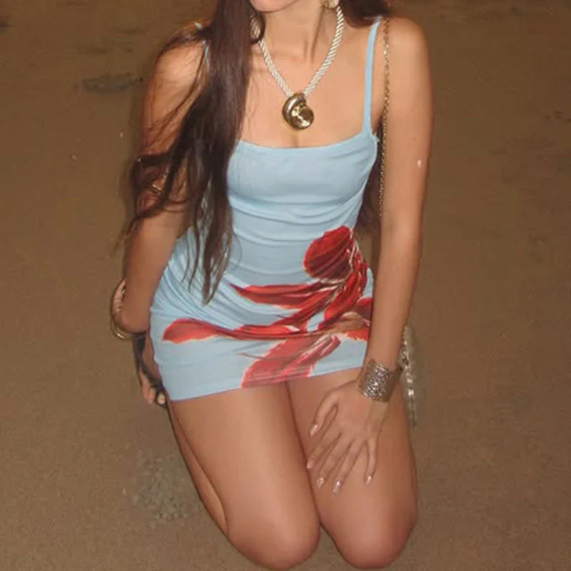 Boho Spaghetti Bodycon Floral Dress - Image 4