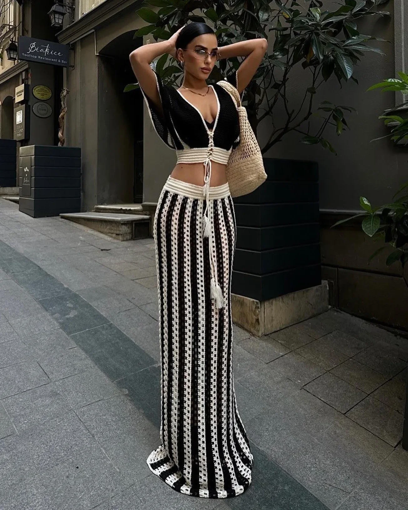 Bow Print Drawstring Shorts Two Piece Set