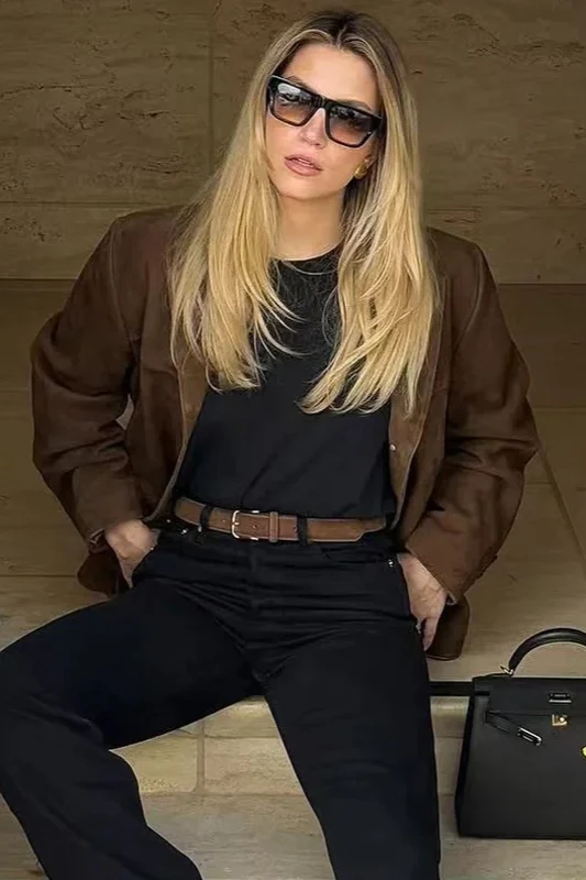 Brown Suede Retro Casual Jacket - Image 4