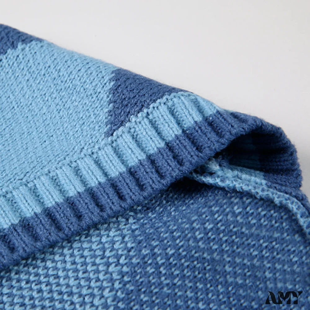 Amy Fashion - Black Blue Daily Plaid Knitwear Cardigan - Image 4
