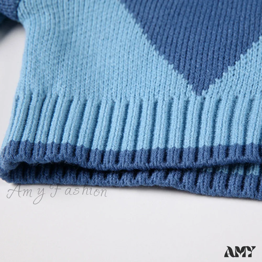 Amy Fashion - Black Blue Daily Plaid Knitwear Cardigan - Image 6