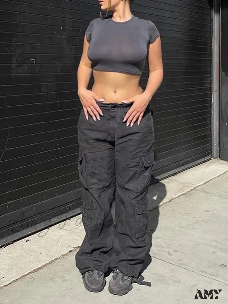 Amy Fashion - Casual Low Waist Vintage Cargo Jeans - Image 4