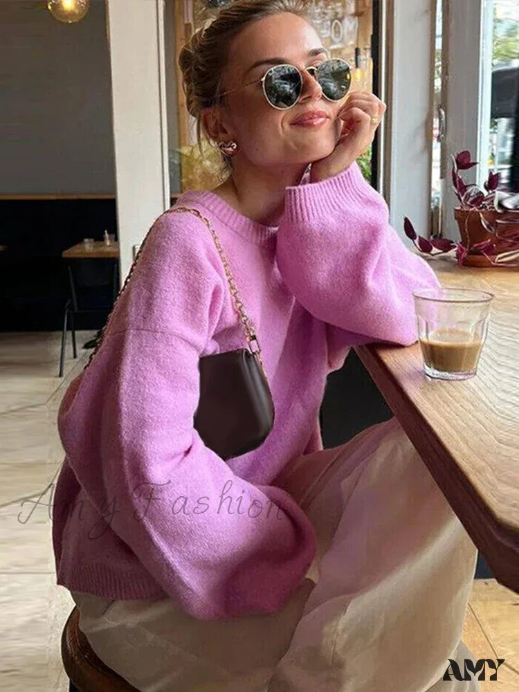 Casual Knitted Solid Women Pullover O-neck Long Sleeve Loose Female Fashion Sweater - Image 6