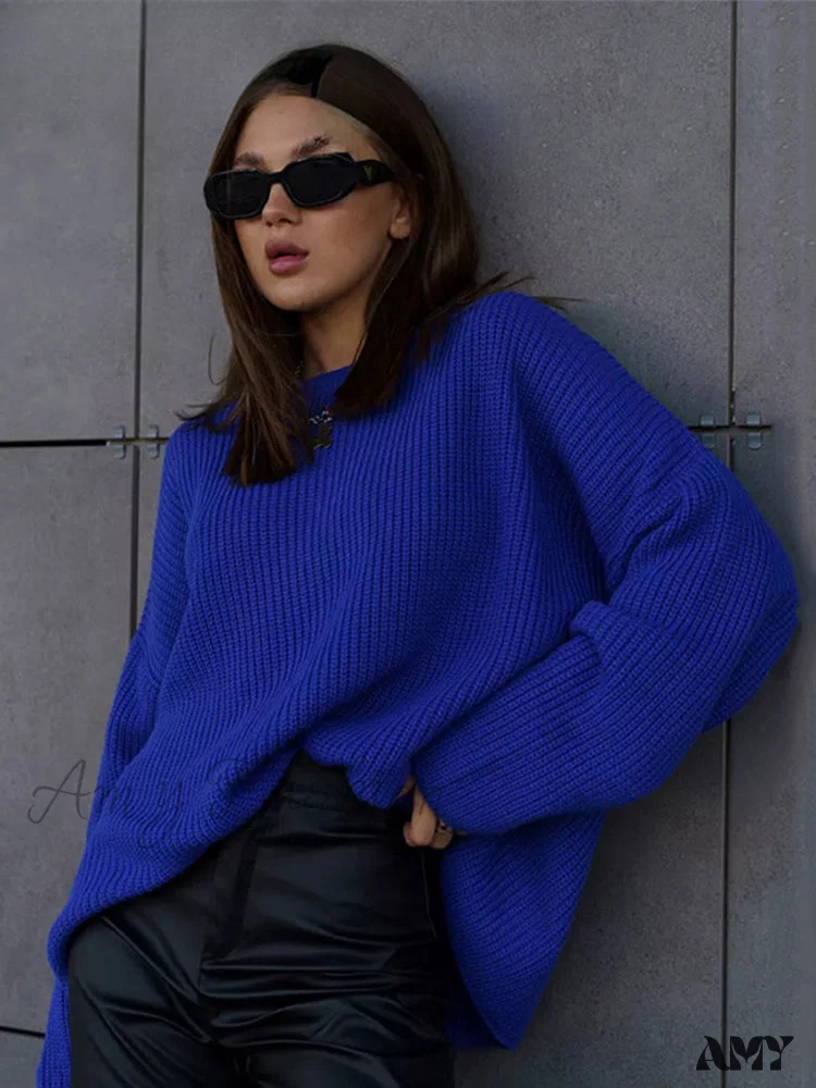 Casual Knitted Women Solid V-neck Long Sleeve Pullover Sweater - Image 2
