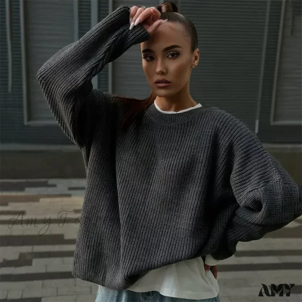 Casual Knitted Women Solid V-neck Long Sleeve Pullover Sweater - Image 3