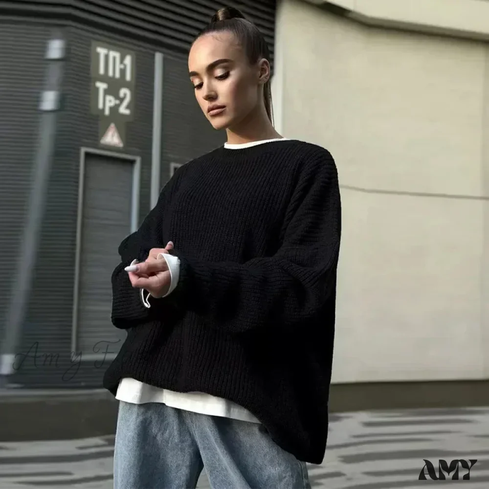 Casual Knitted Women Solid V-neck Long Sleeve Pullover Sweater - Image 4