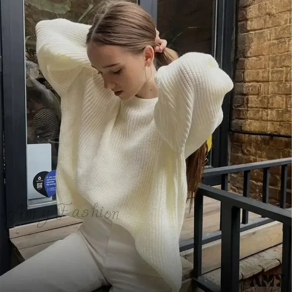 Casual Knitted Women Solid V-neck Long Sleeve Pullover Sweater - Image 6